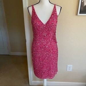 Aidan Mattox pink silk sequin dress size 8